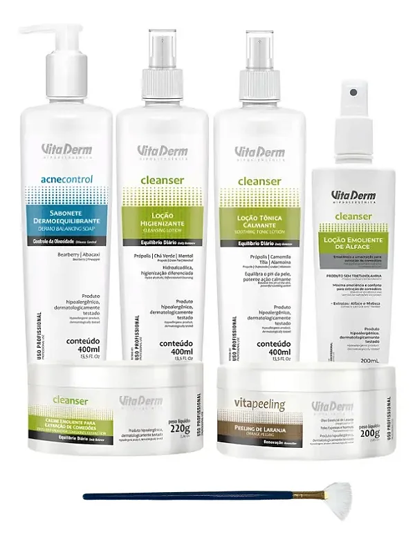 Kit Limpeza De Pele Profissional Vita Derm e Extração Comedões