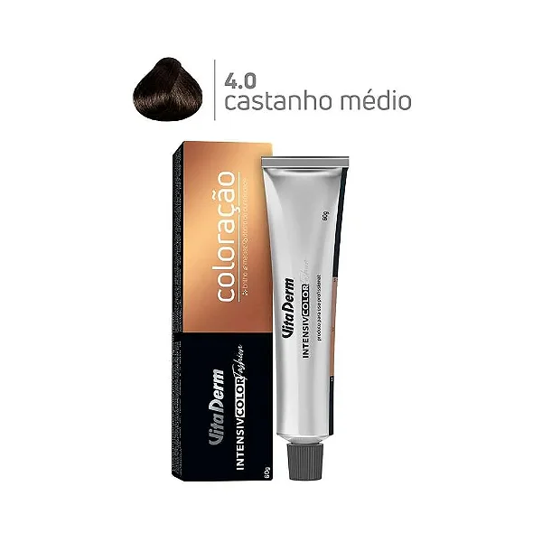 Vita Derm Intensiv Color Coloração Profissional 4.0 Castanho Médio 60g