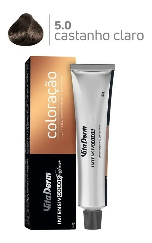 Vita Derm Intensiv Color Coloração Profissional 5.0 Castanho Claro 60g