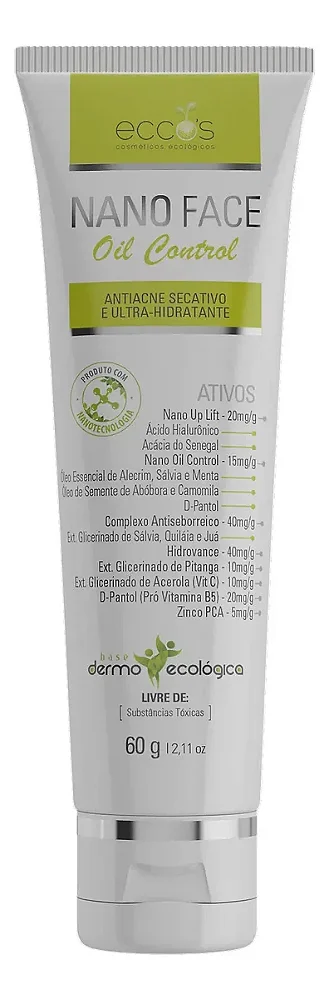 Eccos Nano Face Oil Control AntiAcne Secativo e Ultra-Hidratante 60g