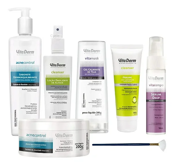Vita Derm Kit Limpeza De Pele + Protetor Solar e Mascara Biossecativa