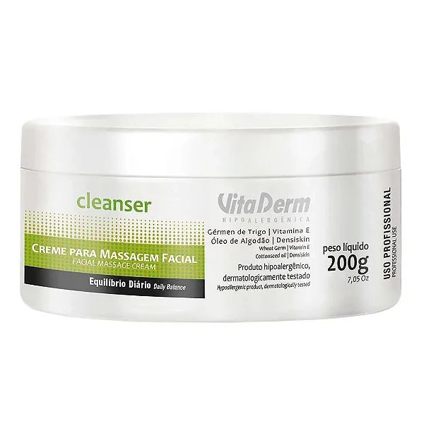 Vita Derm Cleanser Creme Para Massagem Facial 200g