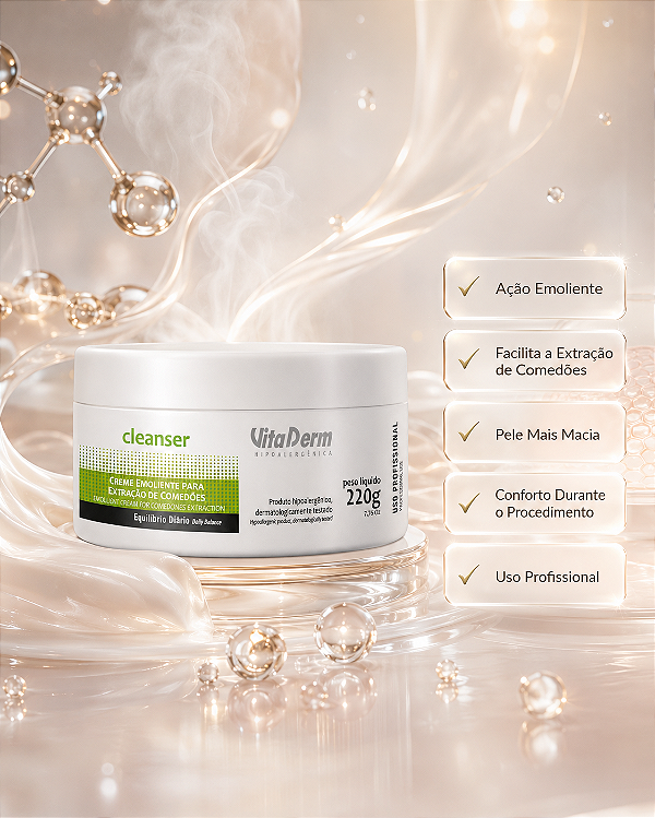 Vita Derm Cleanser Creme Emoliente Para Extração de Comedões 220g