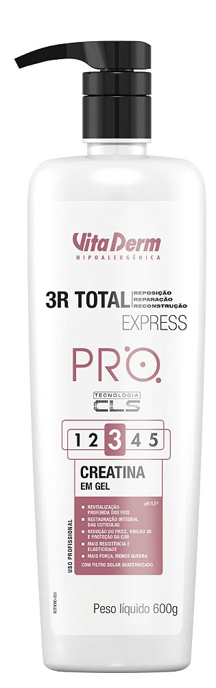 CREATINA EM GEL 3R TOTAL EXPRESS 600g VITA DERM
