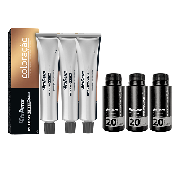 3 Colorações Vita Derm A Sua Escolha + 3 Ox 20 Volumes 90ml