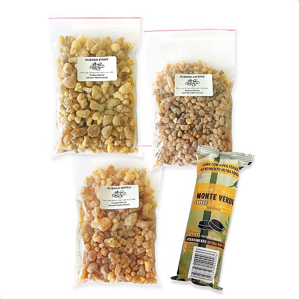 Kit Olíbano Premium - Olíbano Lacrima, Etíope E Somali + Carvão