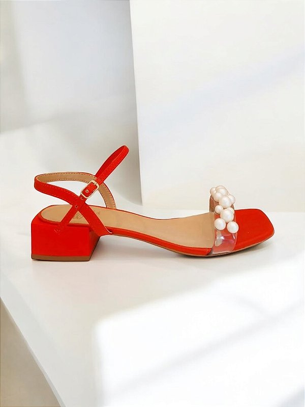 SANDÁLIA PÉROLA VERMELHO