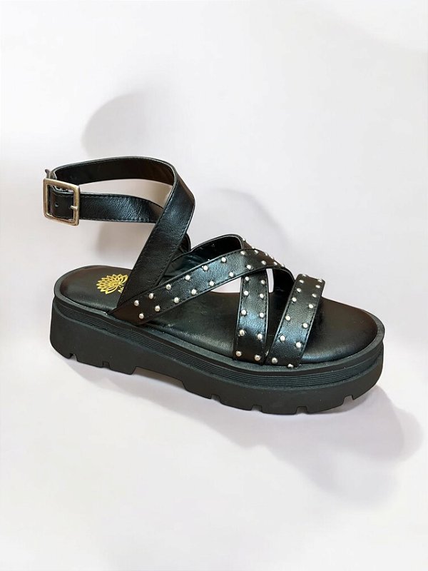 SANDÁLIA FLATFORM ALLYMA KISS PRETO