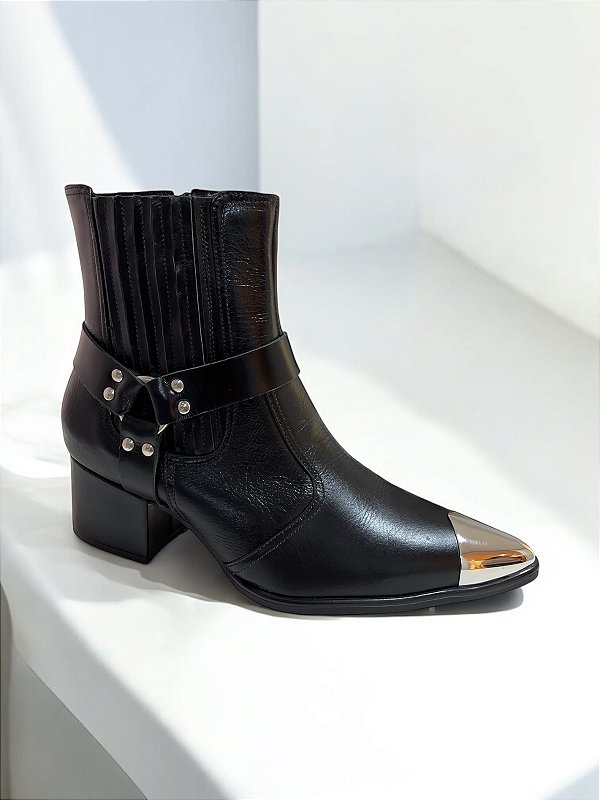BOTA ALLYMA COURO BULGARI PRETO