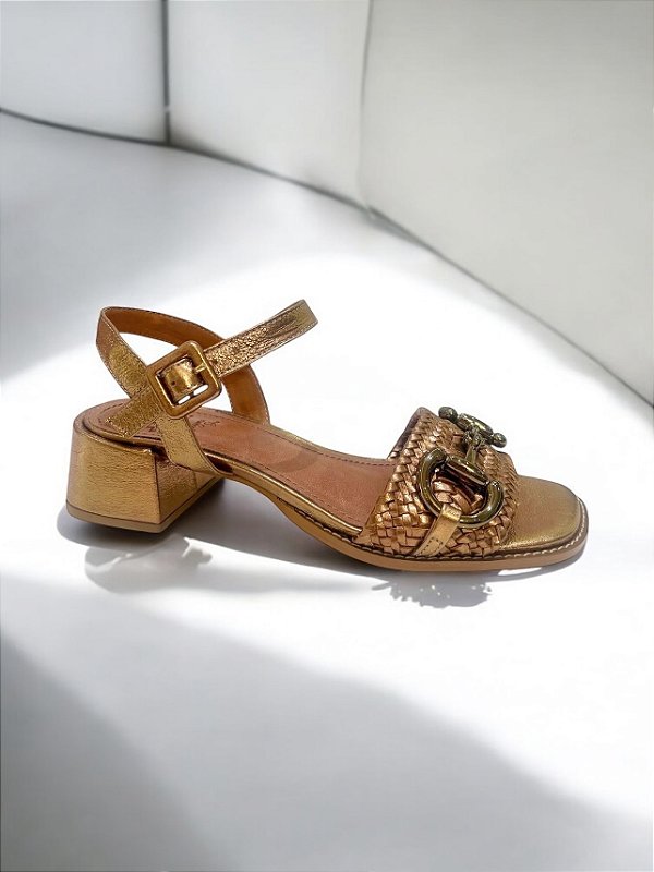 SANDÁLIA ALLYMA COURO LETICIA BRONZE