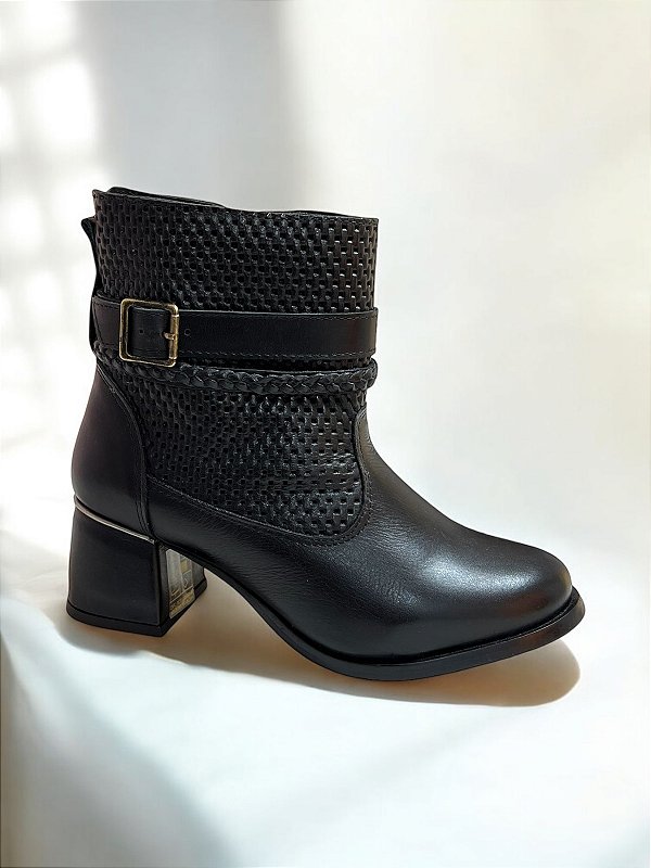 BOTA ALLYMA COURO ROMA PRETO