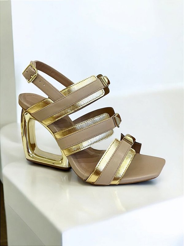SANDALIA BICOLOR OURO