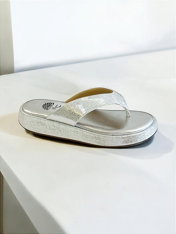 CHINELO FLAT ALLYMA PRATA CRAQUELE