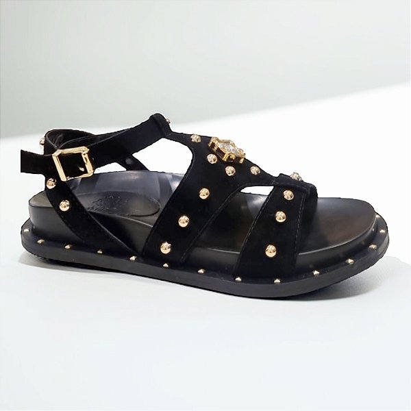SANDALIA FLAT ALLYMA FIORELA PRETO