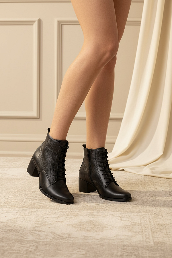 BOTA ALLYMA COURO CECILIA PRETO