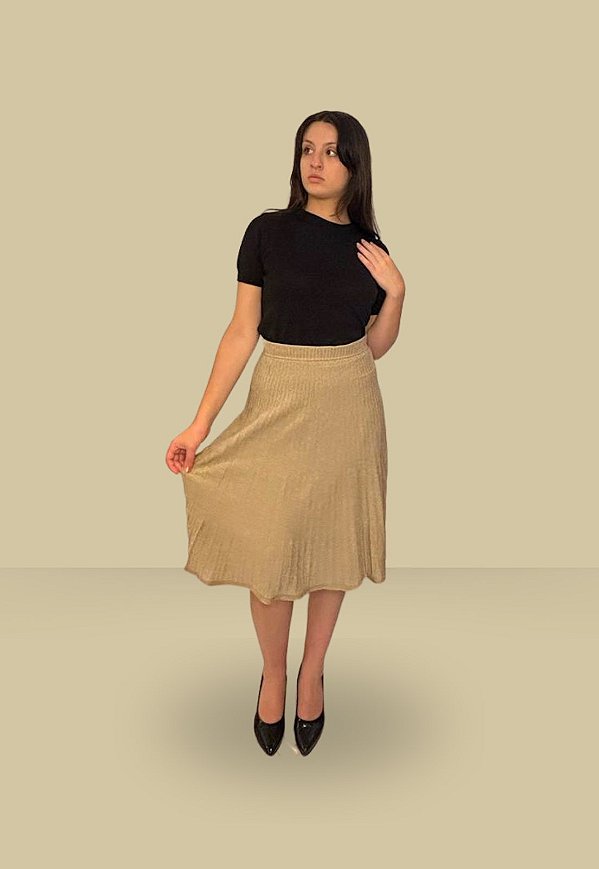 Saia Midi Tomasini Tricot Plissada