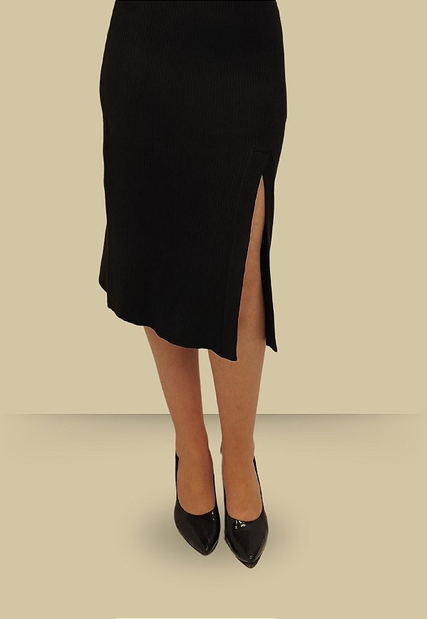 Saia Tomasini Tricot Com Fenda Lateral