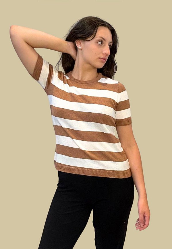 Blusa Listrada Tomasini Tricot Manga Curta
