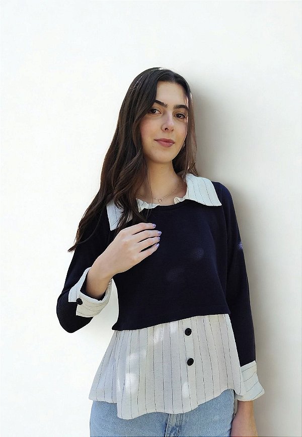 Blusa Tricot com Camisa