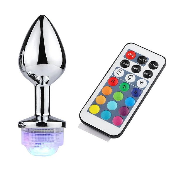 Plug Anal de LED com 13 Cores Tamanho G e Controle Remoto