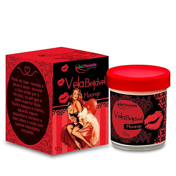 Vela Aromática Beijável Para Massagem Hot 45g MORANGO