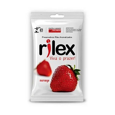 Preservativo Lubrificado com Aroma de MORANGO 3 Unidades Rilex