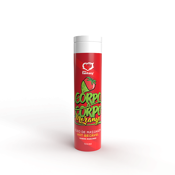Óleo de Massagem Corpo a Corpo  Hot Beijável sabor Morango 100ml