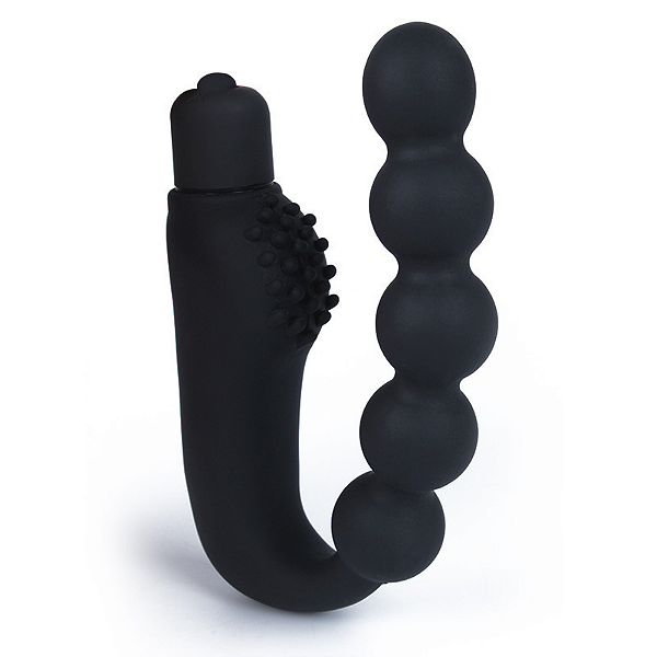 Plug Anal Escalonado Vibratório com Estimulador de Próstata PRETO