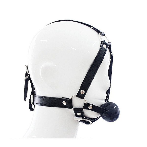 Mordaça com Bola, Argolas em Metal e Testeira Regulável BOLA PRETA