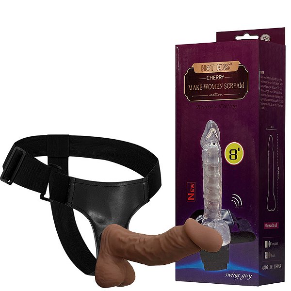 Cinta Peniana com Pênis Realístico CyberSkin 20x4cm, Glande Saliente, Escroto e Veias Salientes