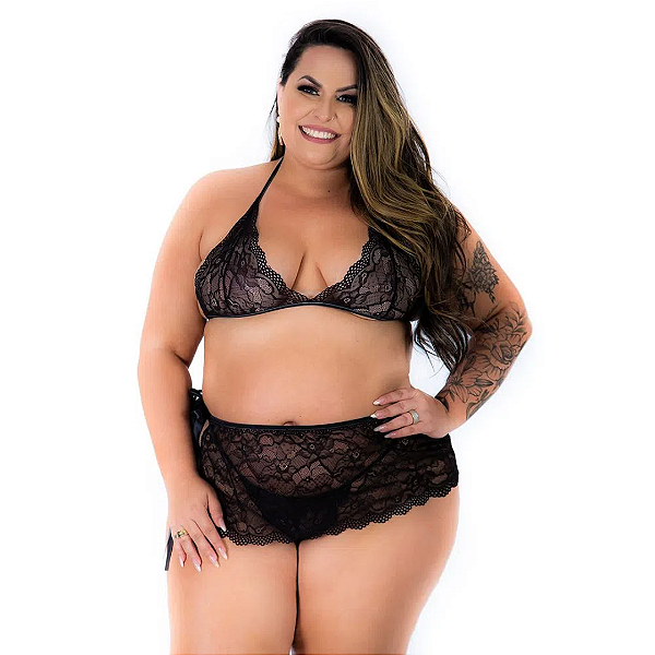 Fantasia Assanhadinha PRETA Plus Size