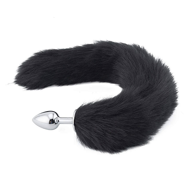 Plug Anal em Aluminio 7cm com Cauda Preto TAMANHO P