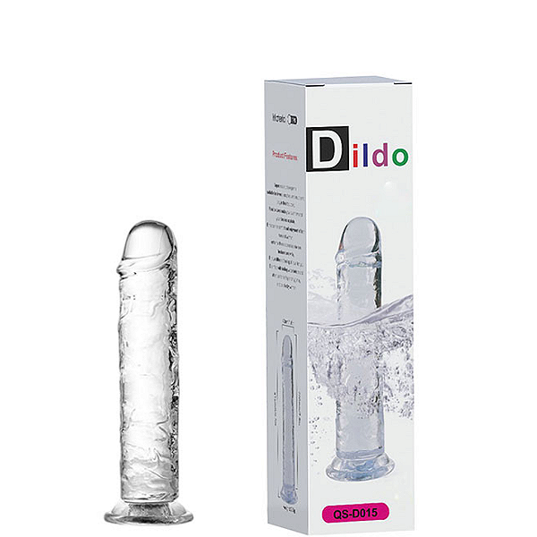 Prótese Translucida 18x3,3 com Ventosa, Possui Glande e Veias Salientes -TRANSPICUOUS DILDO