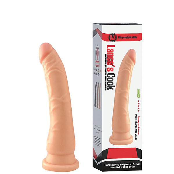 Protese Realística 16x4cm com Ventosa, Possui Veias Saltadas e Glande Pequena – LANCE’S COCK