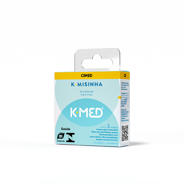 K-Misinha Preservativo Tradicional Invisível MAIS FINA 3 Unidades K-Med
