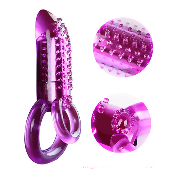 Anel Peniano Duplo Texturizado em Silicone Jelly e Bullet Vibratório