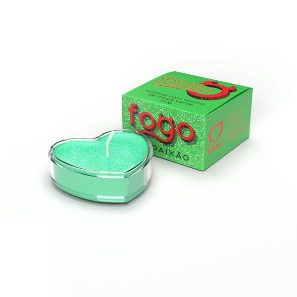 Vela Aromática Fogo da Paixão Com Glitter Aroma Maçã Verde