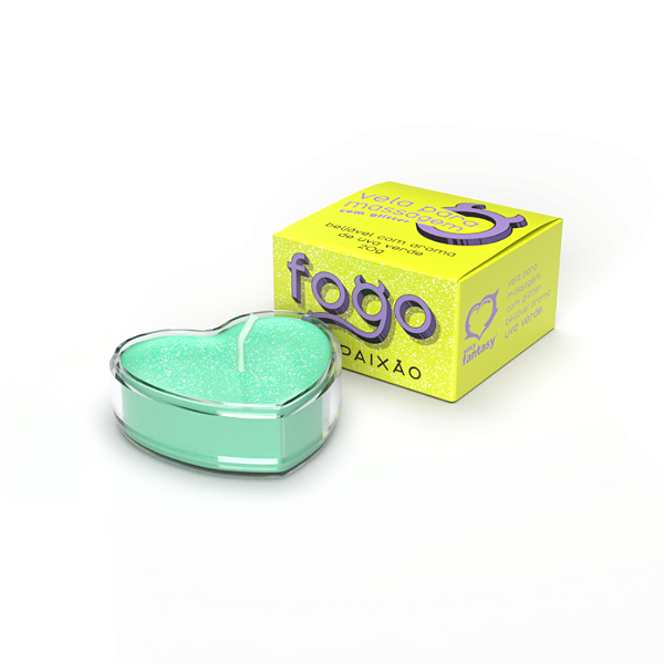 Vela Aromática Fogo da Paixão Com Glitter Aroma Uva Verde