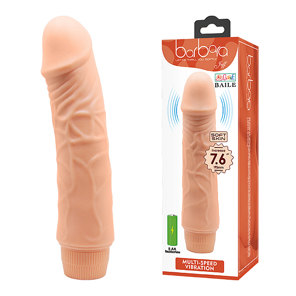 Prótese 17 x 4cm com Vibrador Multivelocidade, Veias e Glande Saliente