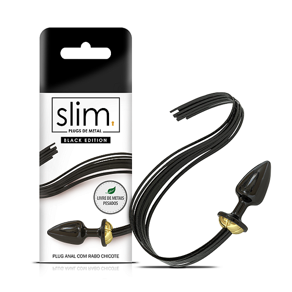 Plug Anal Com Rabo Chicote 40 Cm Linha Slim TAMANHO P
