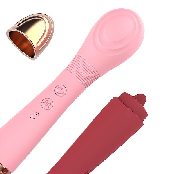Vibrador Texturizado Ponto G com Língua Estimuladora de Clitóris RECARREGÁVEL