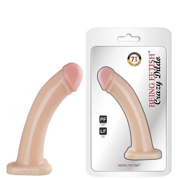 Prótese Realística 18,5 cm com Corpo Liso, Glande Saliente e Ventosa – BEING FETISH CRAZY DILDO