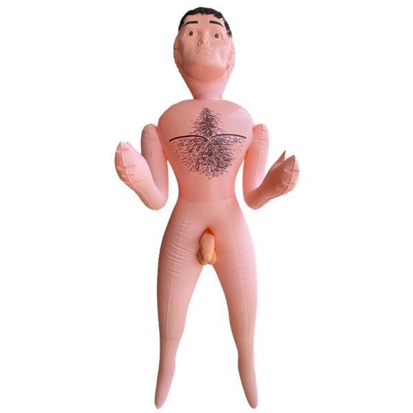 Boneco Inflável com Pênis Removível, Cabelos e Pelos no Peito Pintados