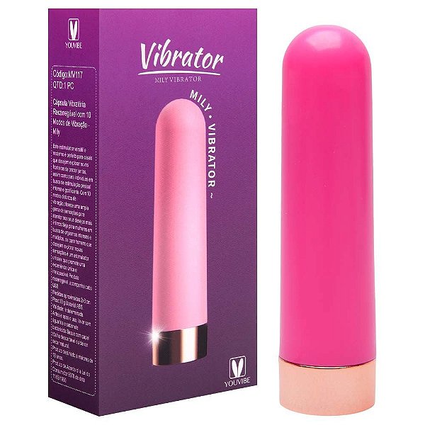 Mily Vibrador Bullet com 10 Modos de Vibração Recarregável