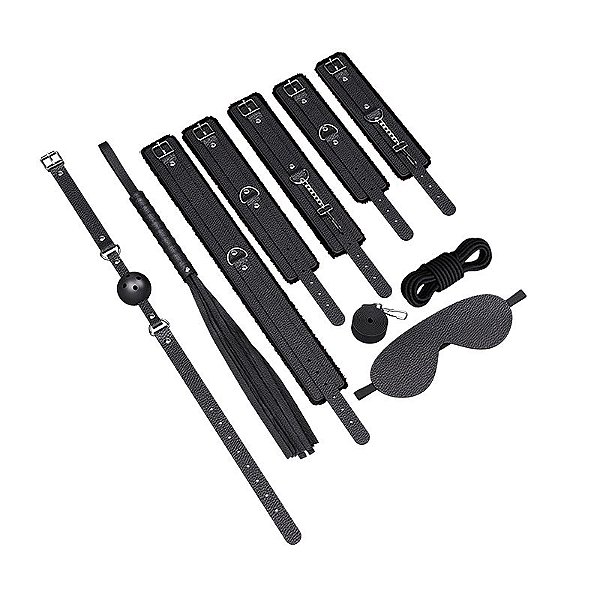 Kit Sado Erótico com 7 Peças PRETO