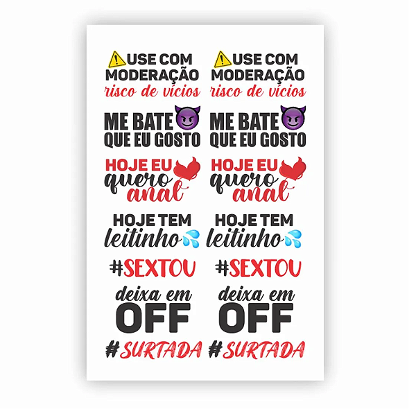 Sexy Tatoo Cartela de Tatuagens Temporárias Use com Moderação 15 x 10 cm Sedux