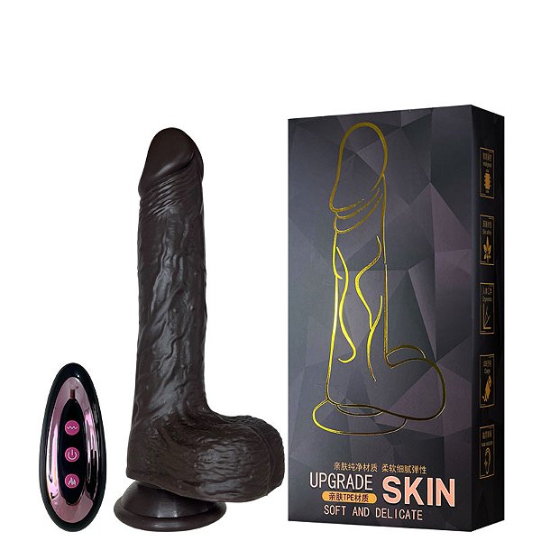 Prótese NEGONA 22x4cm  Recarregável Vai e Vem, possui Glande, Veias, Escroto e Ventosa – EAST’S COCK