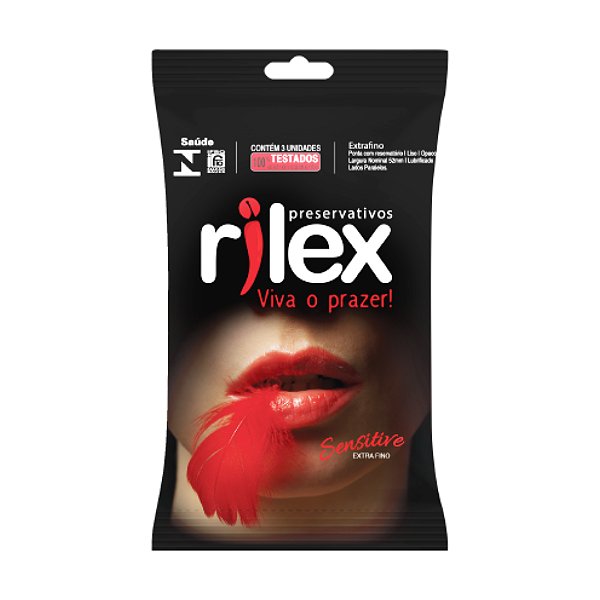 Preservativo Lubrificado Extra Fino Sensitive 3 Unidades Rilex