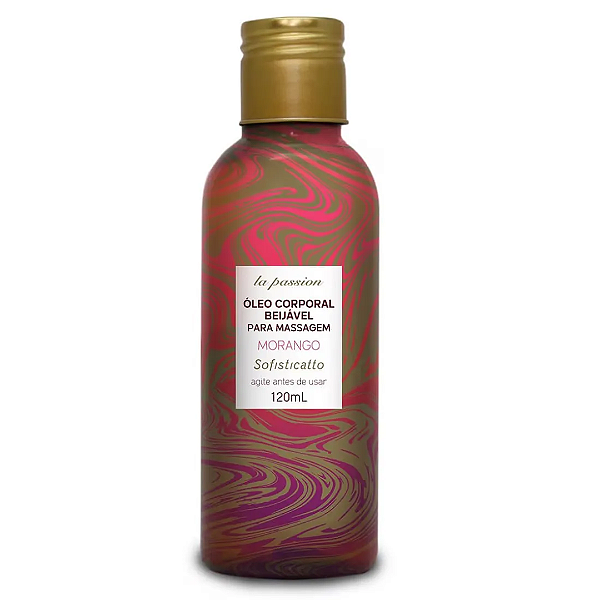 Oleo Corporal de Morango Beijavel Para Massagem 120ml Linha Passion Sofisticatto