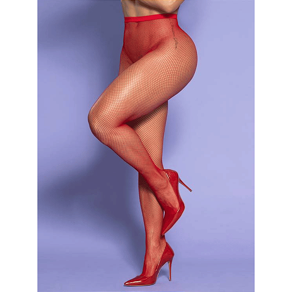 Meia Calca Arrastao com Trama Extra Pequena Vermelho Y4021